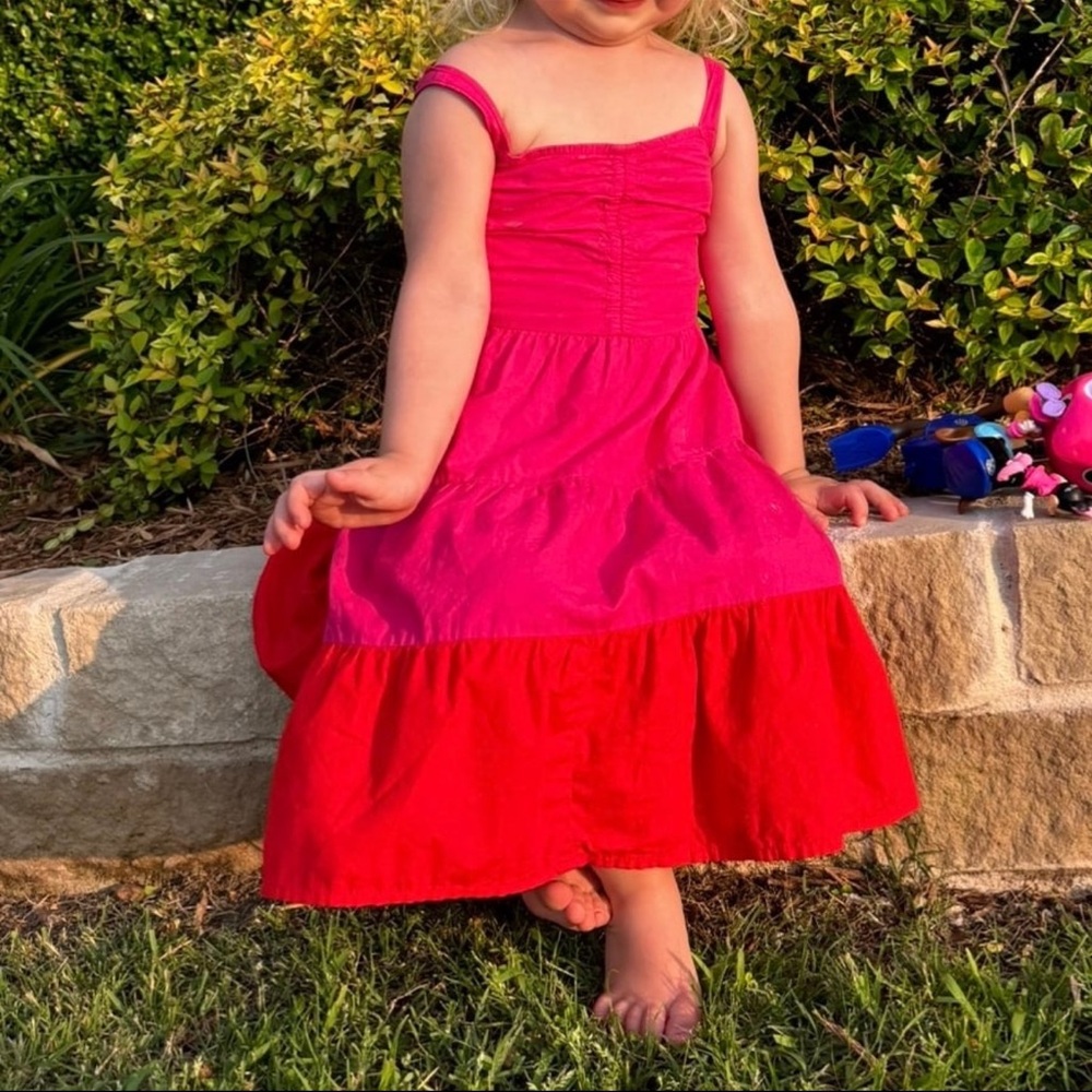 Pink and Red Tiered Dress for Kids